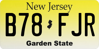 NJ license plate B78FJR