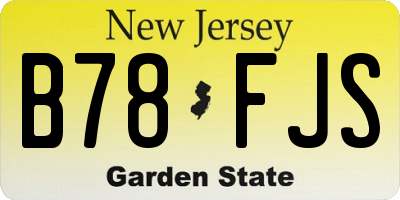 NJ license plate B78FJS