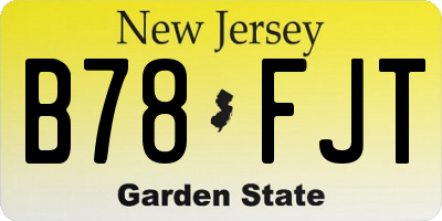 NJ license plate B78FJT