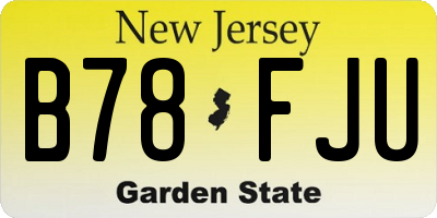 NJ license plate B78FJU