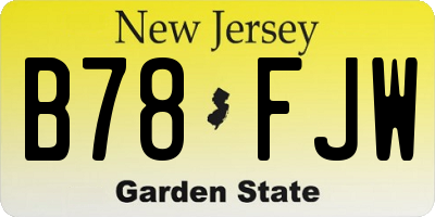 NJ license plate B78FJW