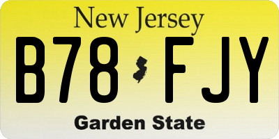 NJ license plate B78FJY