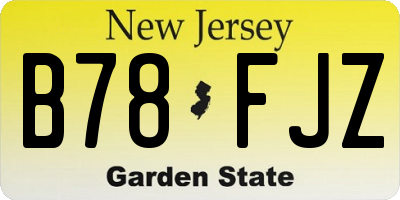 NJ license plate B78FJZ