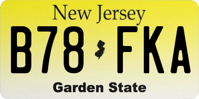 NJ license plate B78FKA
