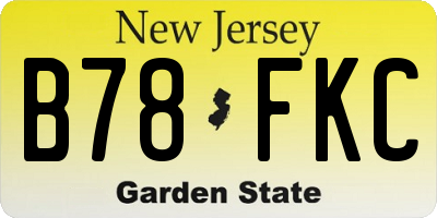 NJ license plate B78FKC