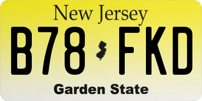 NJ license plate B78FKD