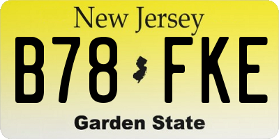 NJ license plate B78FKE