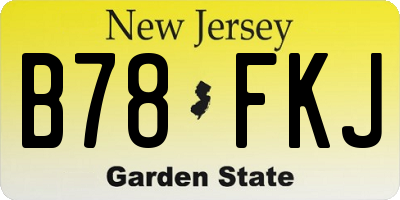 NJ license plate B78FKJ