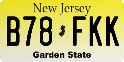 NJ license plate B78FKK