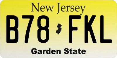 NJ license plate B78FKL