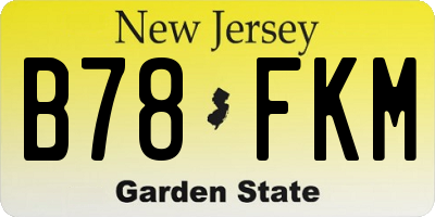 NJ license plate B78FKM