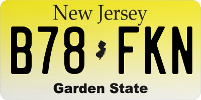 NJ license plate B78FKN