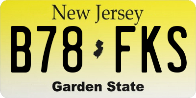 NJ license plate B78FKS
