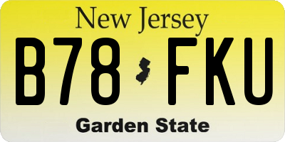 NJ license plate B78FKU