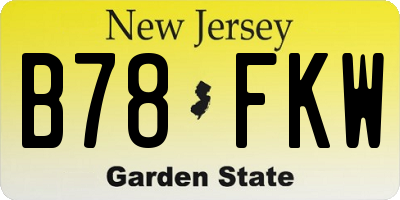 NJ license plate B78FKW