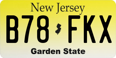 NJ license plate B78FKX