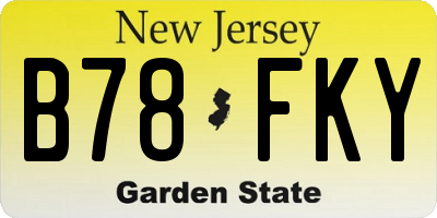 NJ license plate B78FKY