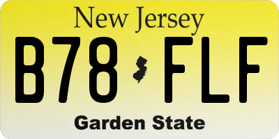 NJ license plate B78FLF