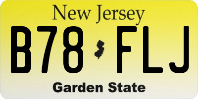 NJ license plate B78FLJ