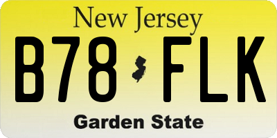 NJ license plate B78FLK