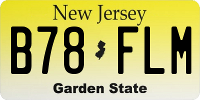 NJ license plate B78FLM