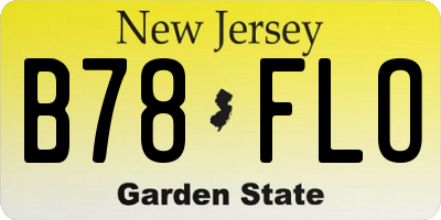 NJ license plate B78FLO