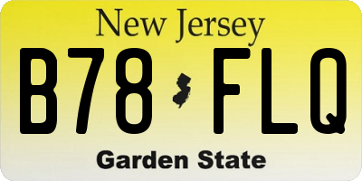 NJ license plate B78FLQ