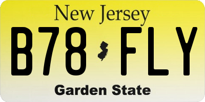 NJ license plate B78FLY