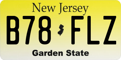 NJ license plate B78FLZ