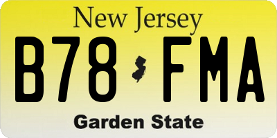 NJ license plate B78FMA