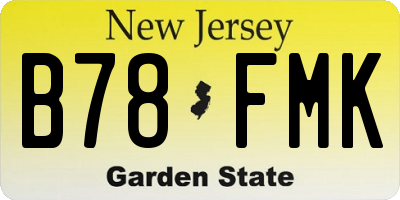 NJ license plate B78FMK