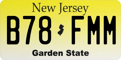 NJ license plate B78FMM