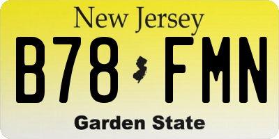 NJ license plate B78FMN