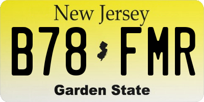 NJ license plate B78FMR