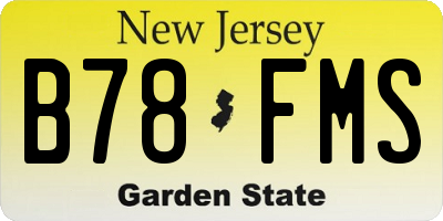 NJ license plate B78FMS