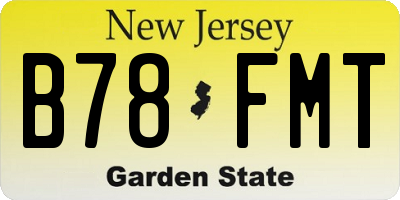 NJ license plate B78FMT