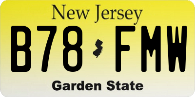 NJ license plate B78FMW