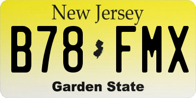 NJ license plate B78FMX