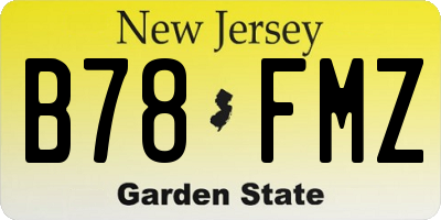 NJ license plate B78FMZ