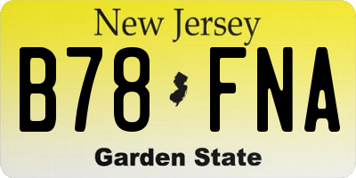 NJ license plate B78FNA