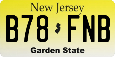 NJ license plate B78FNB