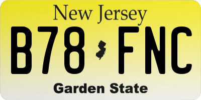 NJ license plate B78FNC