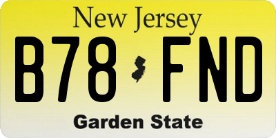 NJ license plate B78FND