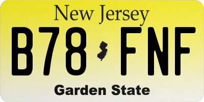 NJ license plate B78FNF