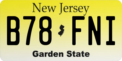 NJ license plate B78FNI