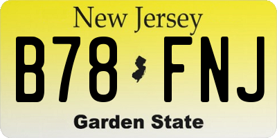 NJ license plate B78FNJ