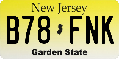 NJ license plate B78FNK