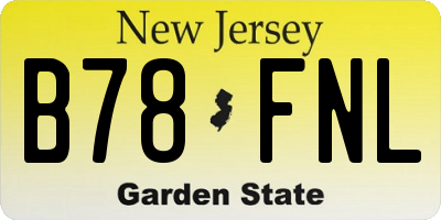 NJ license plate B78FNL