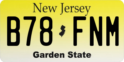 NJ license plate B78FNM