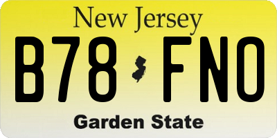 NJ license plate B78FNO